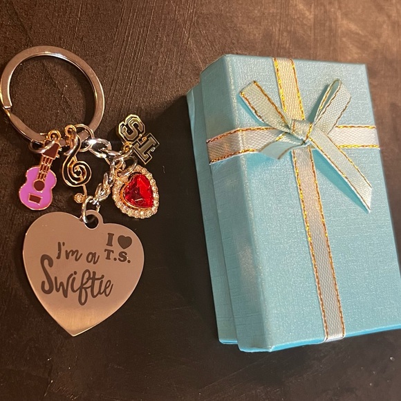 Heart Charm Keychain with Red and Silver Accents - Picture 1 of 1